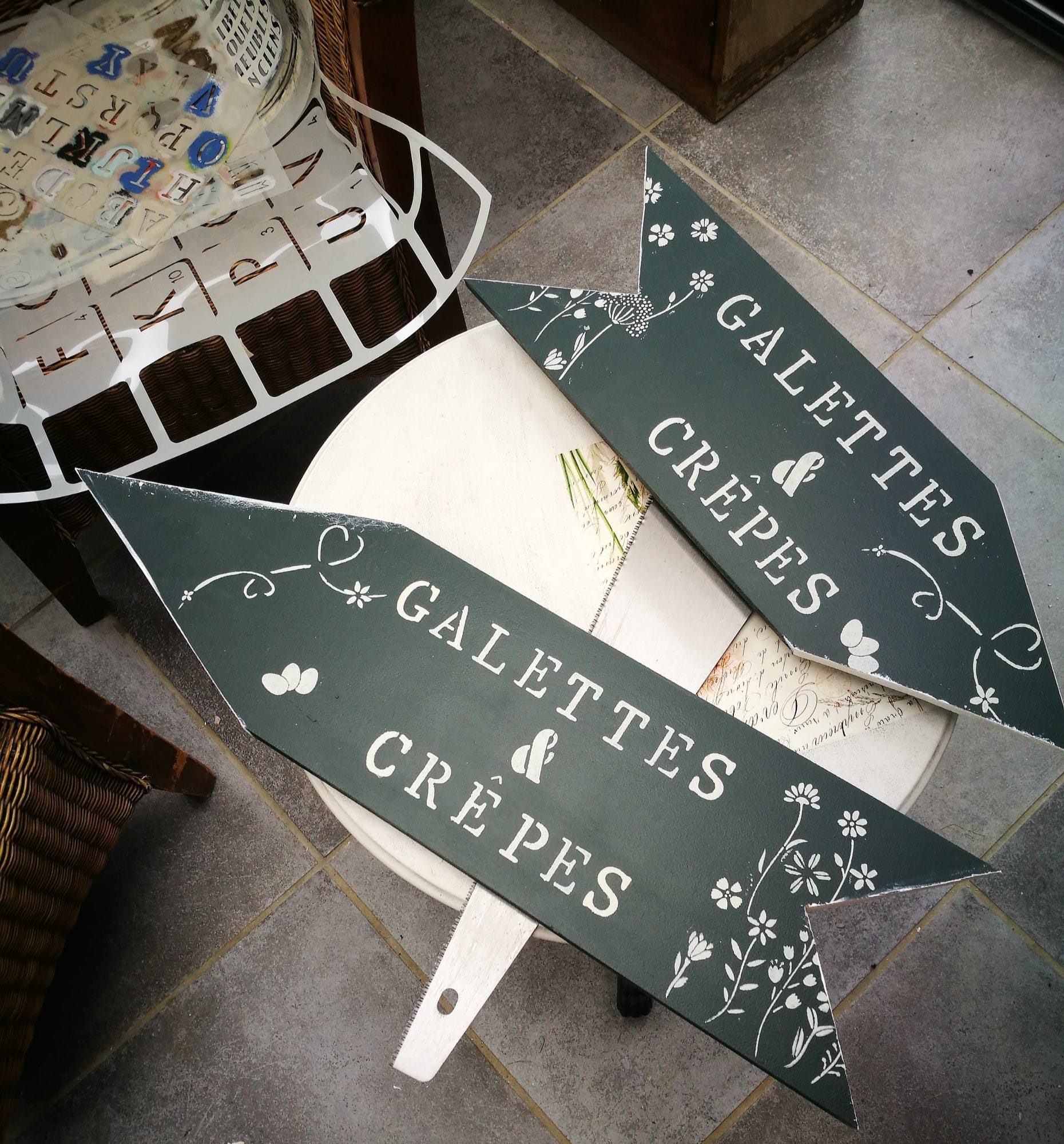 upcycling panneaux pancartes indicatifs signalétiques personnalisés couleurs darjeling et craie pochoirs la fille de l'R upcycling panneaux pancartes indicatifs signalétiques personnalisés couleurs darjeling et craie pochoirs la fille de l'R