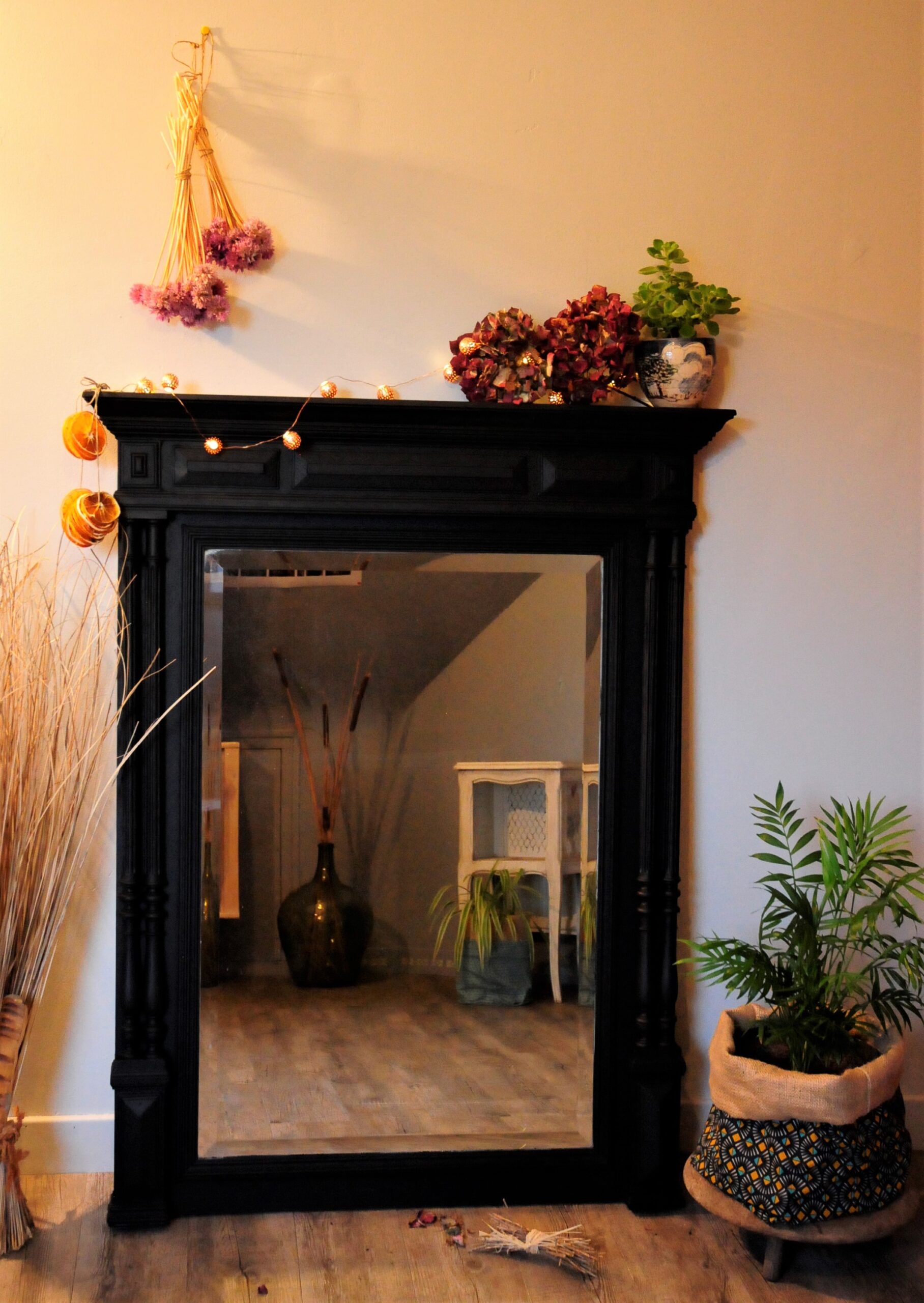 miroir biseauté trumeau couleur carbone finition vitrificateur la fille de l'R