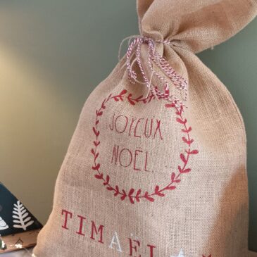 SAC TOILE DE JUTE HOTTE DU PERE NOEL LA FILLE DE L'R